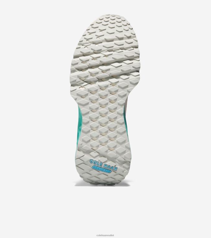 Women Ivory-Silver Birch-Turquoise-Caribbean Blue Cole Haan 5.ZEROGRAND Embrostitch Running Shoe 2R0V2243