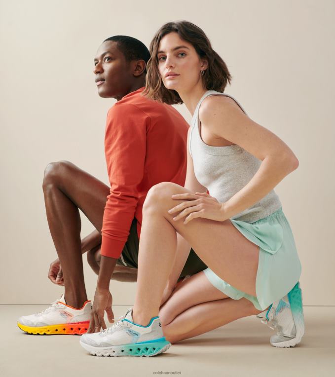 Women Ivory-Silver Birch-Turquoise-Caribbean Blue Cole Haan 5.ZEROGRAND Embrostitch Running Shoe 2R0V2243
