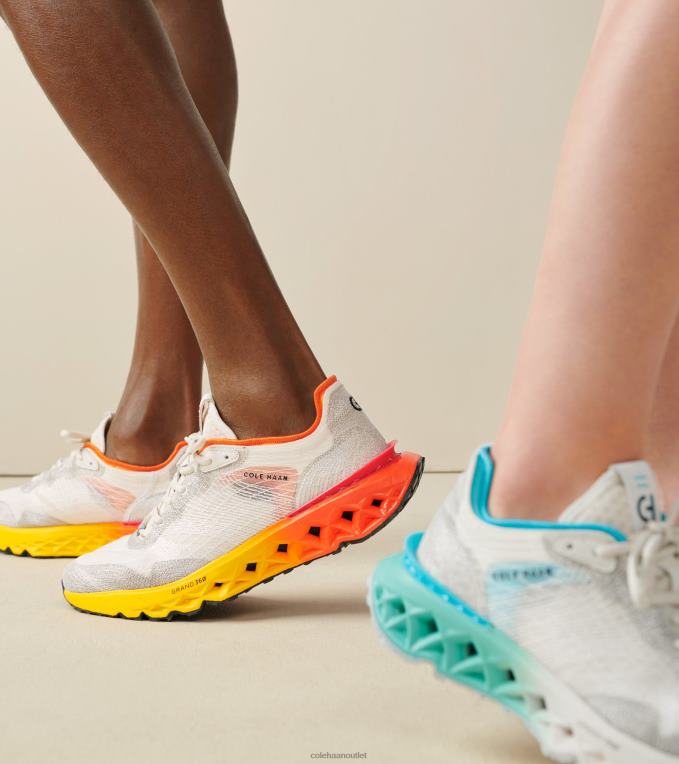 Women Ivory-Silver Birch-Turquoise-Caribbean Blue Cole Haan 5.ZEROGRAND Embrostitch Running Shoe 2R0V2243