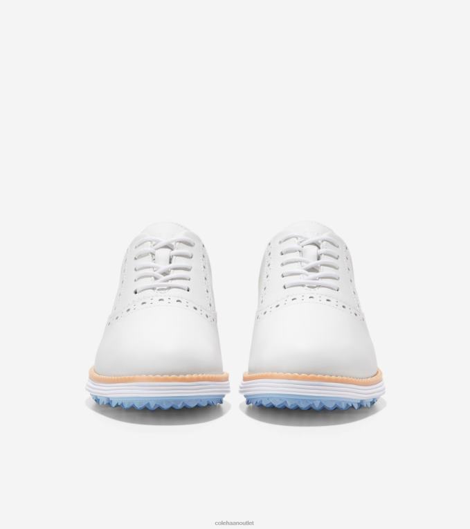 Women Optic White-Blue-Bell Cole Haan OriginalGrand Shortwing Golf Shoe 2R0V2212