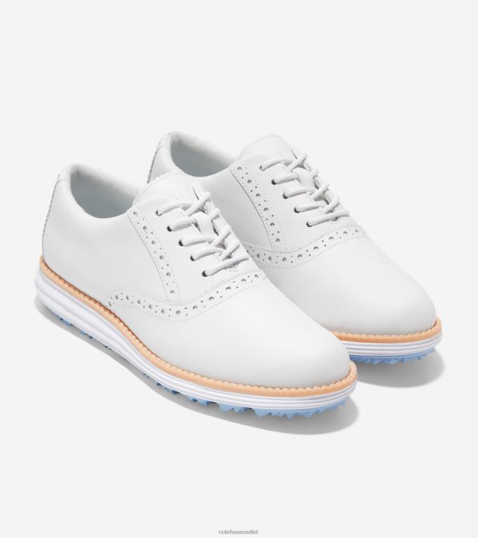 Women Optic White-Blue-Bell Cole Haan OriginalGrand Shortwing Golf Shoe 2R0V2212