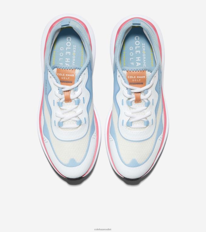 Women Optic White-Blue Bell-Sun Kissed Coral Cole Haan ZEROGRAND Fairway Golf Shoe 2R0V2121