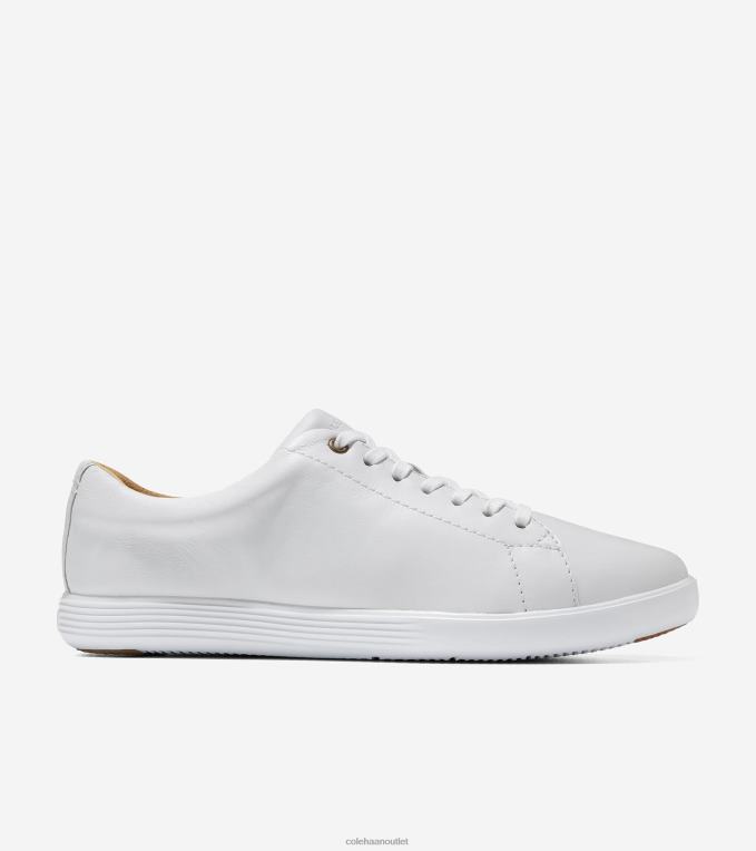 Women Optic White Leather Cole Haan Grand Crosscourt Sneaker 2R0V289
