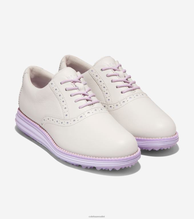 Women Silver Birch-Lavender-Orchid Petal Cole Haan OriginalGrand Shortwing Golf Shoe 2R0V2211