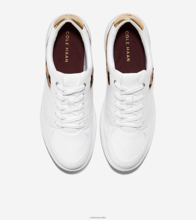 Women White-Ocelot Print-Gold Cole Haan Grand Crosscourt Modern Tennis Sneaker 2R0V2207